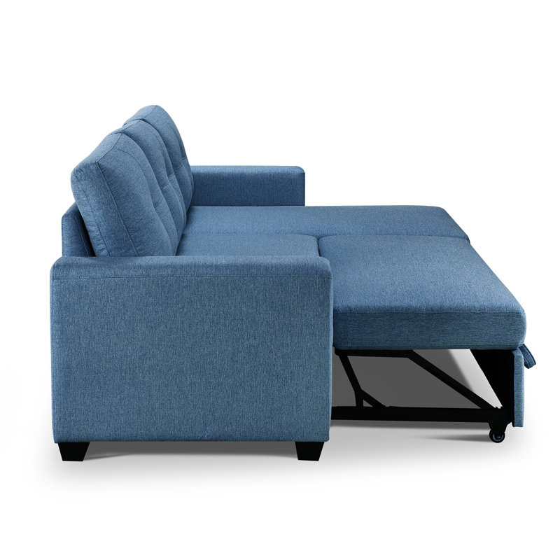 Canapé-lit rembourré 91,7 po Moomal, Mélange de polyester bleu