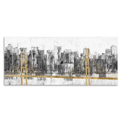 Golden Bridge Over Urban Distressed Cityscape