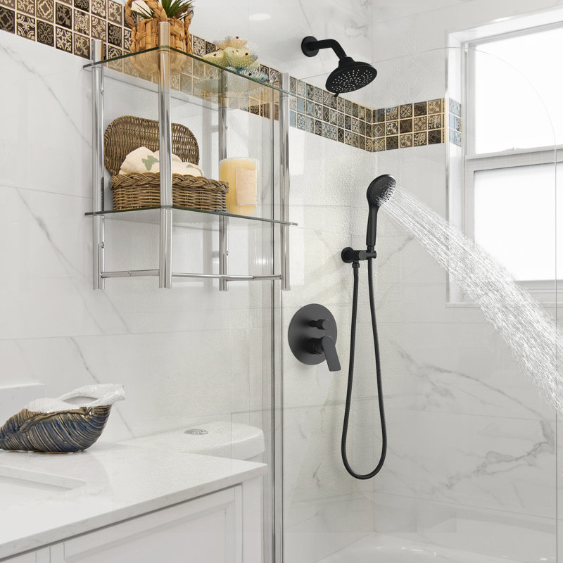 Système de douche mural avec valve à pression équilibrée, Noir mat