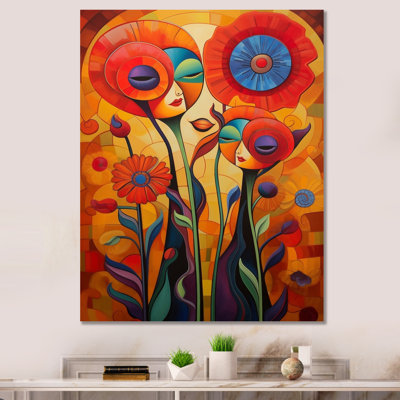 «Cat Portrait Blossoming Retro Red Poppies», reproduction sur toile