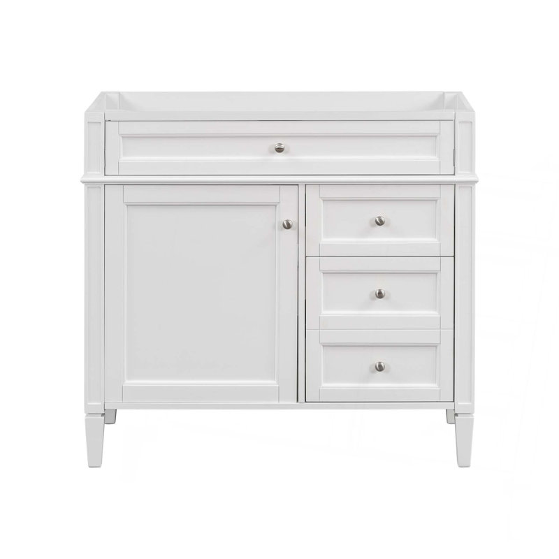 Meuble-lavabo de 36 po sans lavabo supérieur, armoire de rangement moderne avec 2 tiroirs et un tiroir basculant, structure en bois massif, sans lavabo