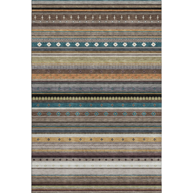 Tapis rayé de qualité supérieure Mayfield, Brun, 10 pi x 14 pi