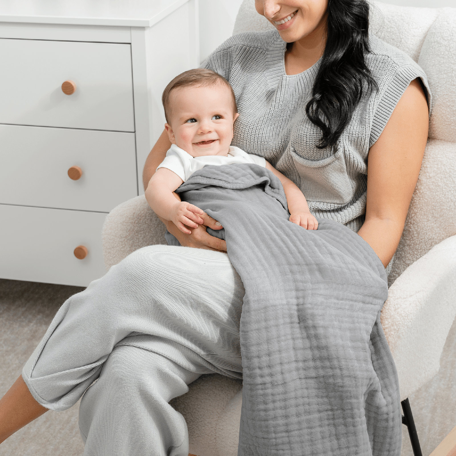 Karlina Muslin Blanket, Baby, Heather Blue