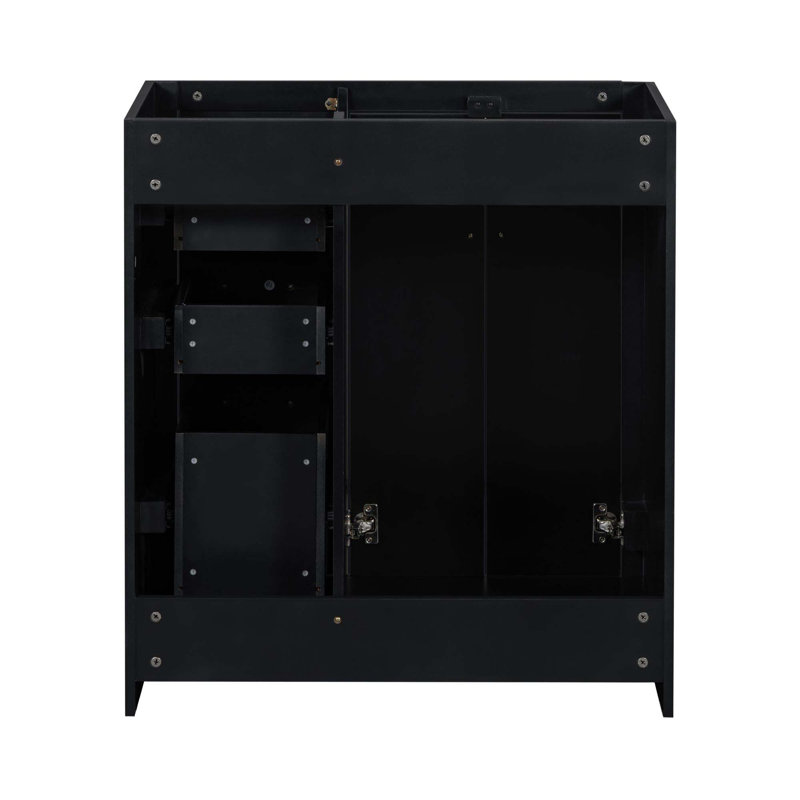 Meuble-lavabo de salle de bain sans comptoir, armoire de rangement en bois massif avec portes à fermeture douce, armoire de rangement en cadre seulement, style rétro