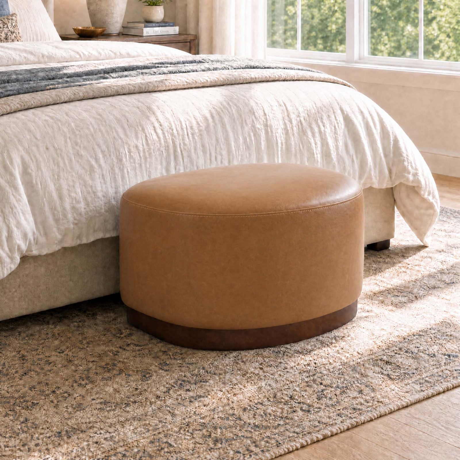Upholstered Ottoman, Brown