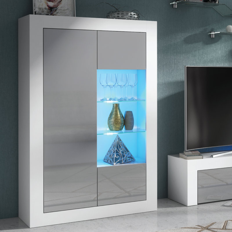 Bronya Display Cabinet, White/Grey