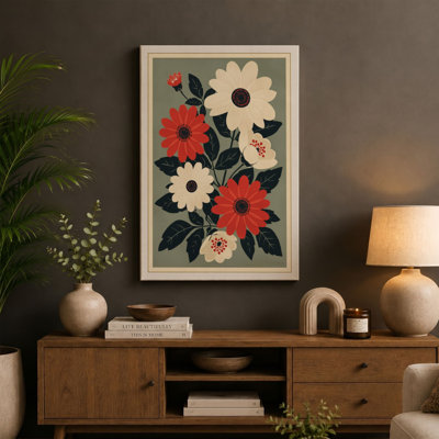 Folk Flower Study Botanical - Wrapped Canvas