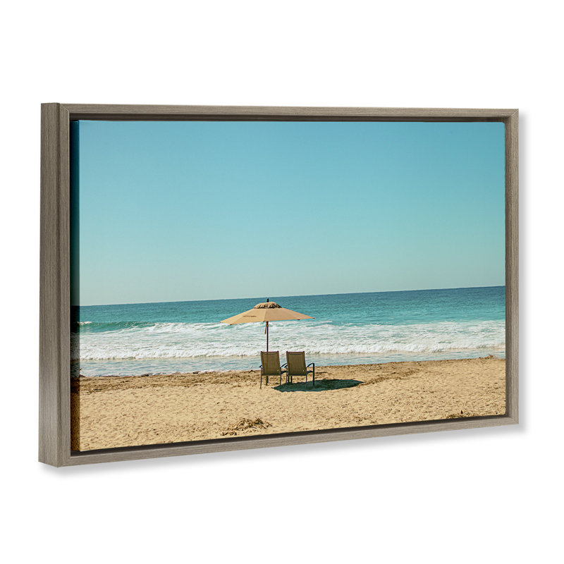 Cadre flottant pour regarder les vagues Beach Calm, conçu par Norm Stelfox, H 17 po x l 25 po, Cadre flottant orme Montalcino