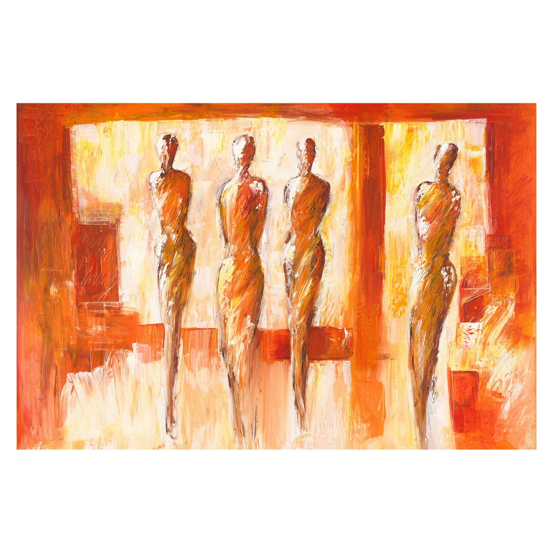 Geprägte Fototapete Four Figures in Orange von Petra Schüßler 2,55 m x 384 cm