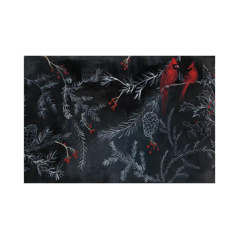 Cardinal Chalkboard by Danhui Nai - Wrapped Canvas Painting, 20.32 cm H x 30.48 cm W