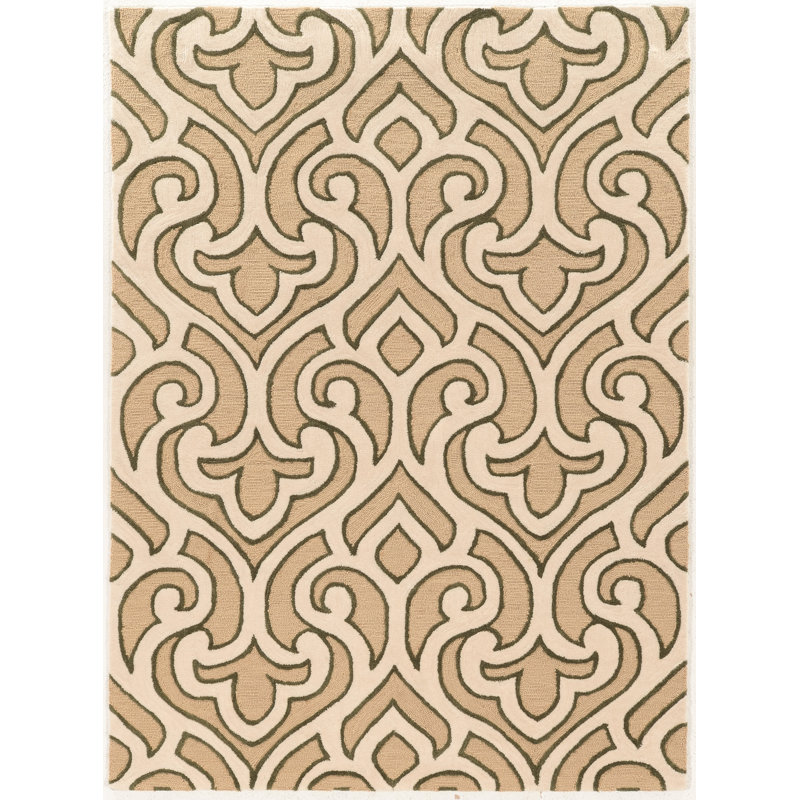 Tapis ivoire touffeté à la main Marisela, Rectangle 5 pi x 7 pi