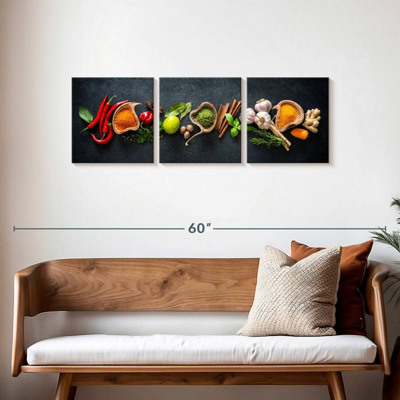Épices pour la cuisson 3 pièces, H 15 po x l 47 po x P 1,25 po