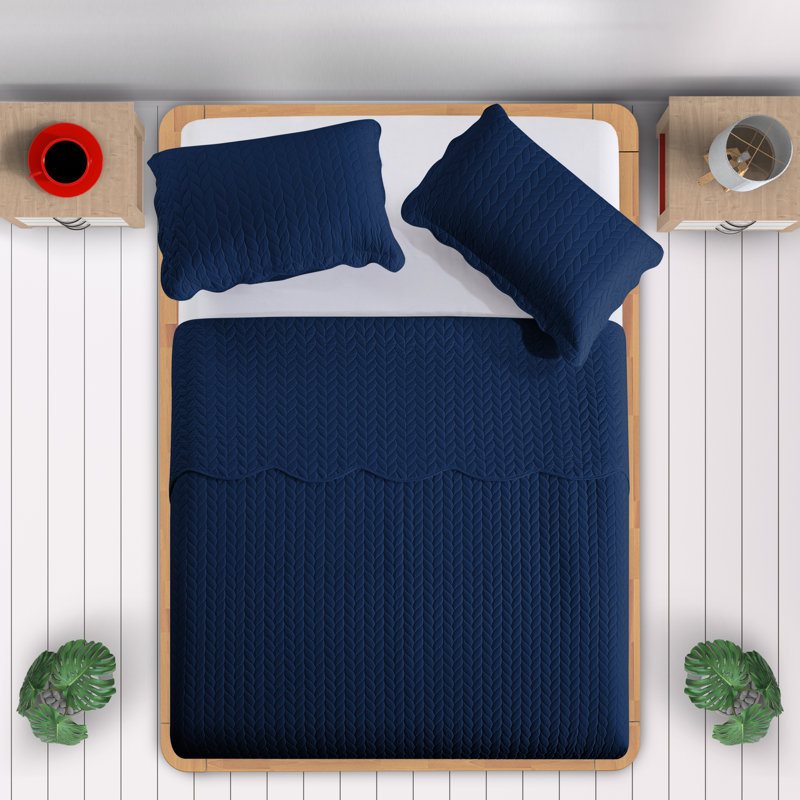 Ensemble de couvre-lits matelassés surdimensionnés Oxford, ensemble de literie en microfibre douce inspiré des hôtels, Bleu