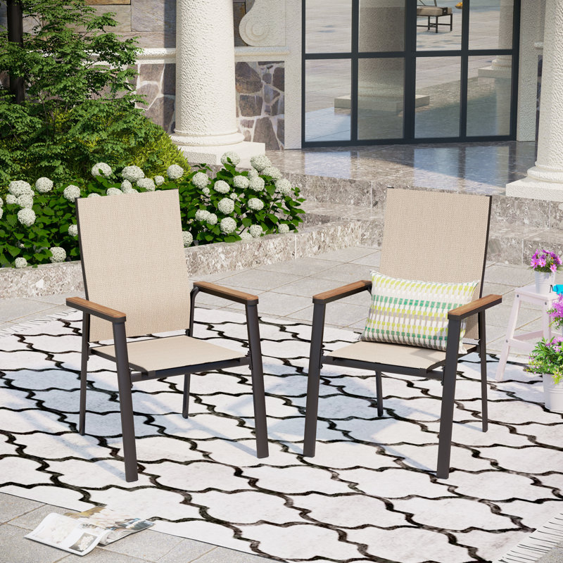 Stacking Patio Dining Armchair, Beige