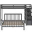 Lit simple superposé au-dessus d'un lit double gris, avec lit mezzanine avec structure stable et sécurisée et spacieux, idéal pour jouer ou étudier-9949896