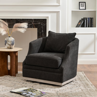 31" Wide Linen Fabric Upholstered Swivel Barrel Chair