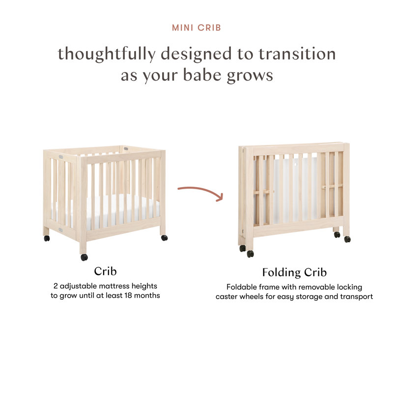 Origami Mini Portable Crib, Washed Natural