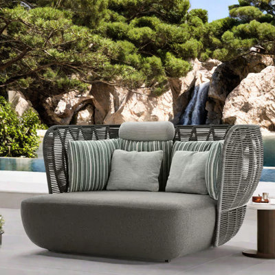 Braided Rope Waterproof Patio Daybed 69.29'' Wide Rectangle Patio Daybed with Cushions