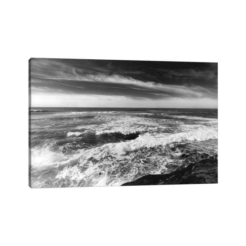 Monochrome Sunset Cliffs II by Bethany Young - Print on Canvas, 20.32cm H x 30.48cm W x 1.91cm D, Wrapped Canvas