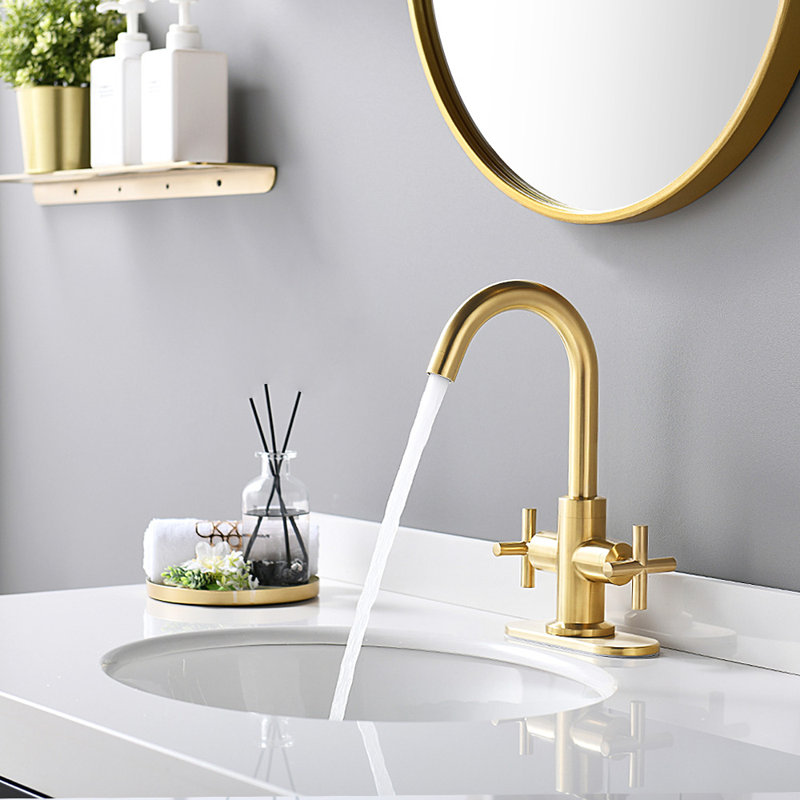 2-handle Bathroom Faucet with Drain Assembly