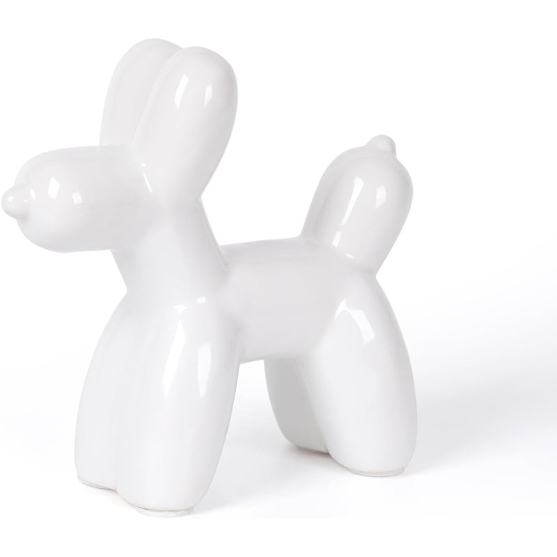 White Cute Ceramic Balloon Dog Statue