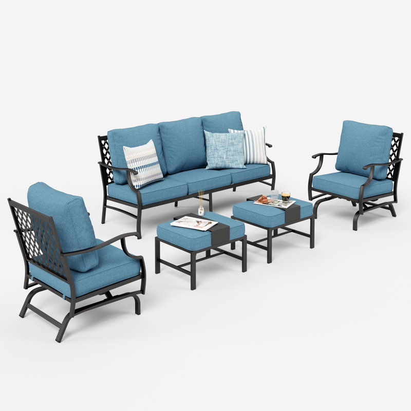 Asfand Patio Conversation Set, Denim Blue, No