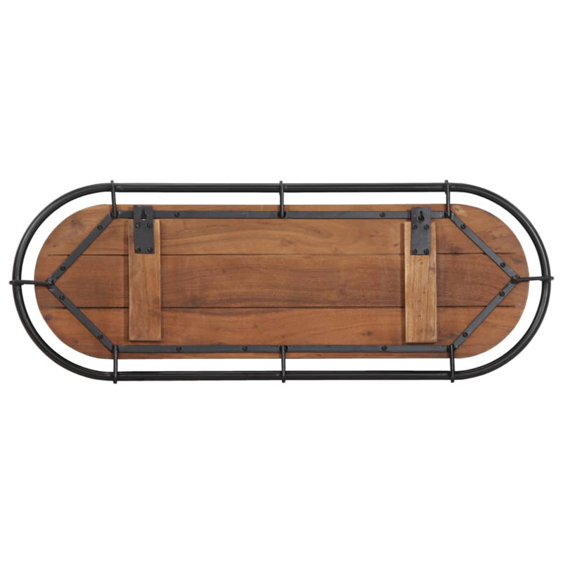  Portemanteau brun et noir en bois massif récupéré et fer moyen, Multi