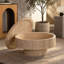 Table basse ronde avec rangement Travertine