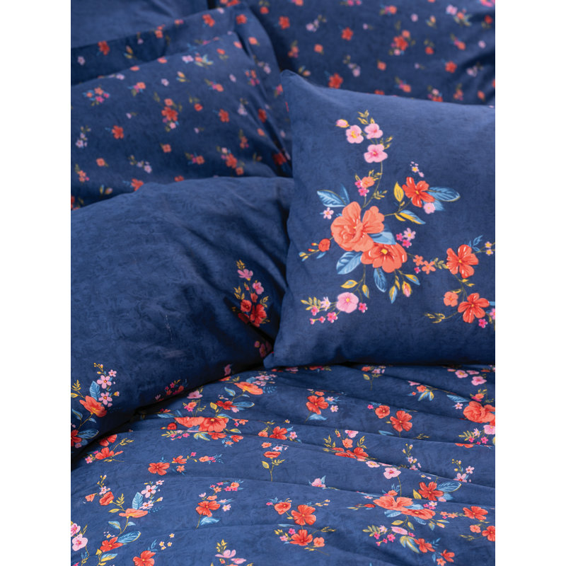 Ensemble de housse de couette 100% coton bleu / rouge, Housse de couette simple + 1 taie d'oreiller 24 po