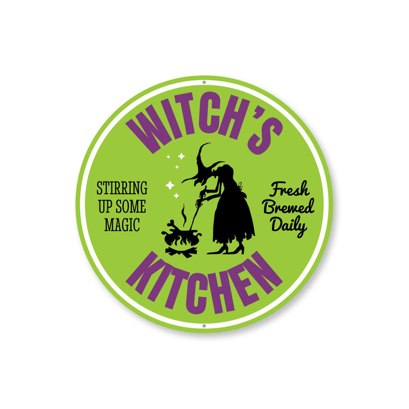 Enseigne en aluminium Witch's Kitchen, H 18 po x l 18 po x P 0,06 po