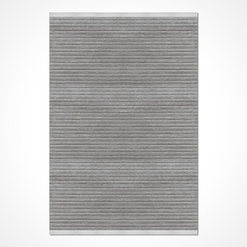 Tapis gris moderne lavable à la machine, Rectangle de 2 pi 7 po x 5 pi