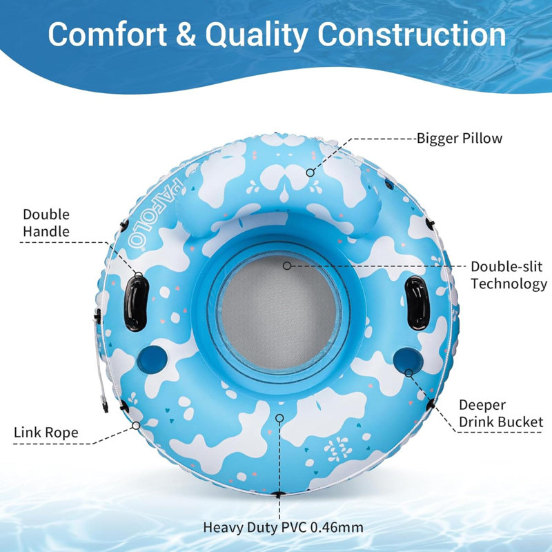 River Tubes For Floating Heavy Duty, Pool Float Adult,  Inflatable Float Tube For Beach Lake Rafting, River Floats With Mesh Bottom