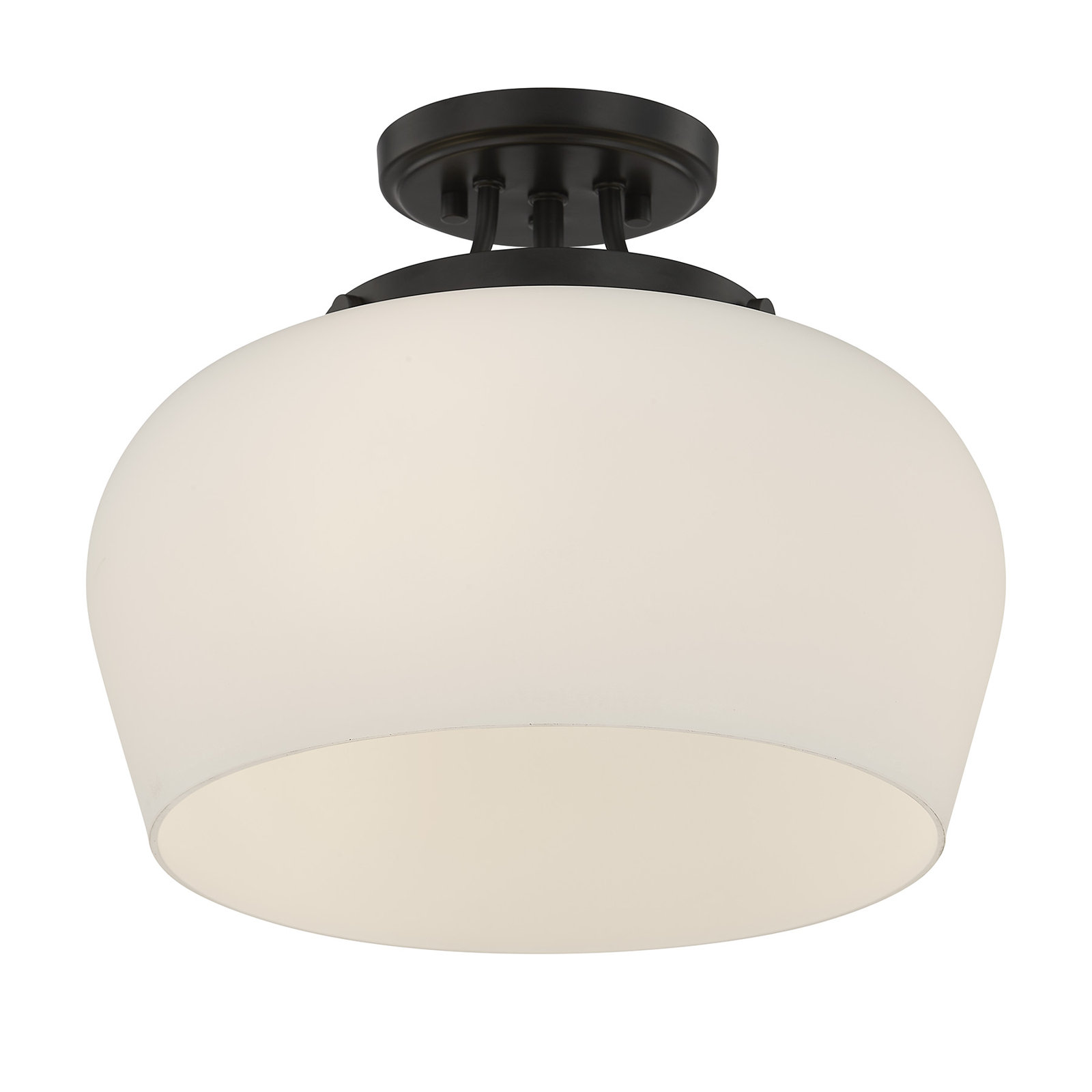 Breena 3-Light Semi Flush Mount, Matte Black, White