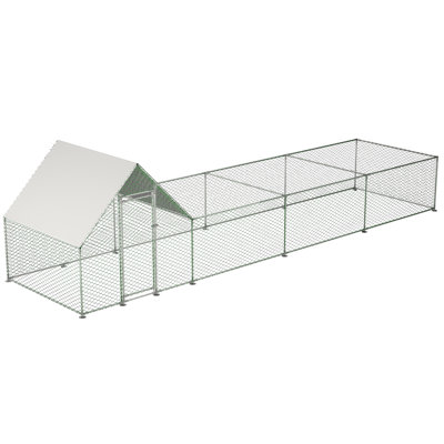 26'Lx6.7'Wx6.6' Ft Chicken Run With Steel And Waterproof & - Cover For Outdoor Chickens Large Poultry Cage Galvanized Wire Keeping