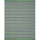 Racing Point Flatweave Striped Area Rug in Hedge Green/Dark Blue