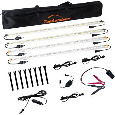 Guirlande de lumières d'extérieur à DEL 12 V à DEL résistantes aux intempéries IP67, fixation magnétique, éclairage portatif tout-en-un pour véhicule récréatif, tente de camping, bateau-remorque, 4 pièces