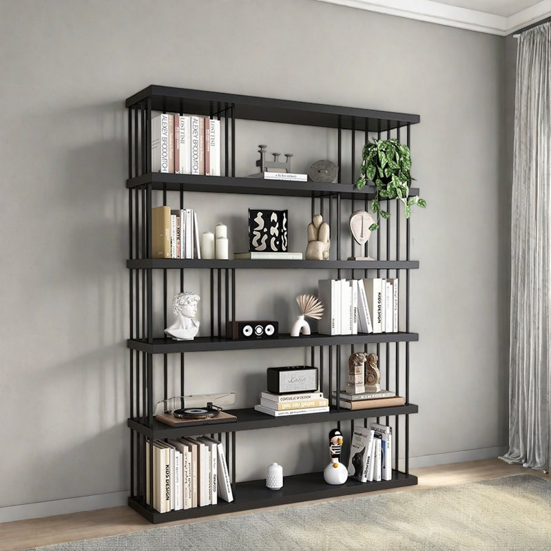Bibliothèque classique de style rangement, (5 tablettes) H 75,9 po x l 62,9 po x P 13,7 po, Noir