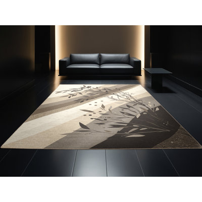 Tapis beige doux et moelleux à motif abstrait bord de mer en olivier Esmont