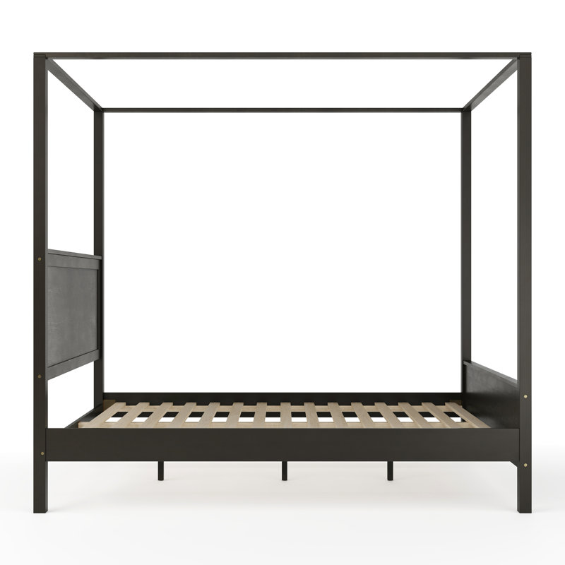 Hayes Dark Gray Queen Canopy Platform Bed with Wood Headboard