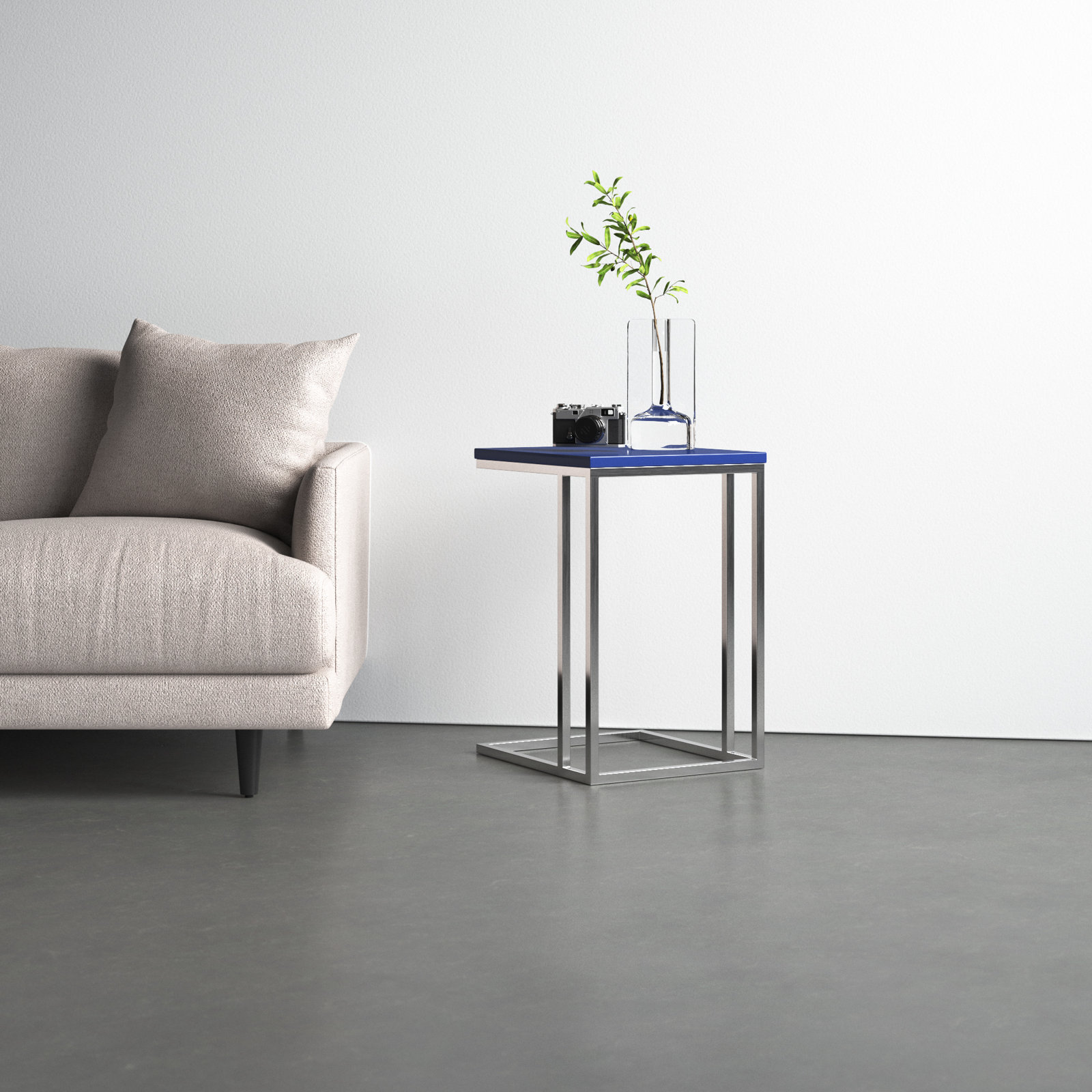 Hampshire End Table, Blue Top/Silver Base