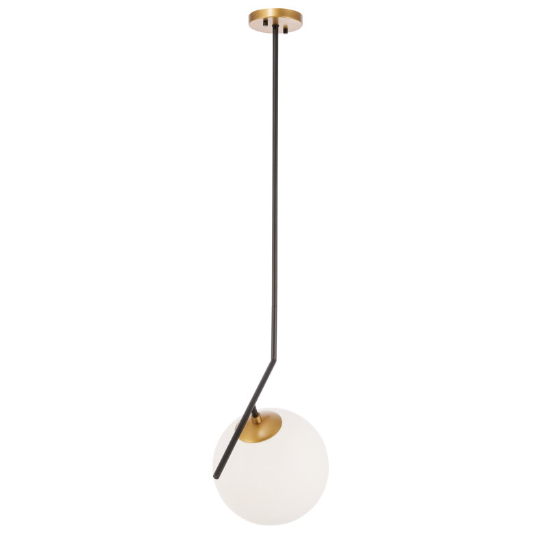 Suazo 1 - Light Single Pendant, Frosted, Black/Brass