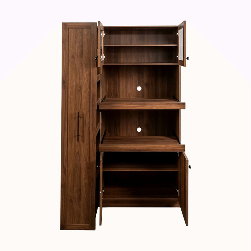 Armoire de cuisine avec étagère de rangement coulissante multifonctionnelle à plusieurs niveaux, armoire de rangement de ferme avec 4 portes, organisateurs de garde-manger pour la cuisine, la salle à manger