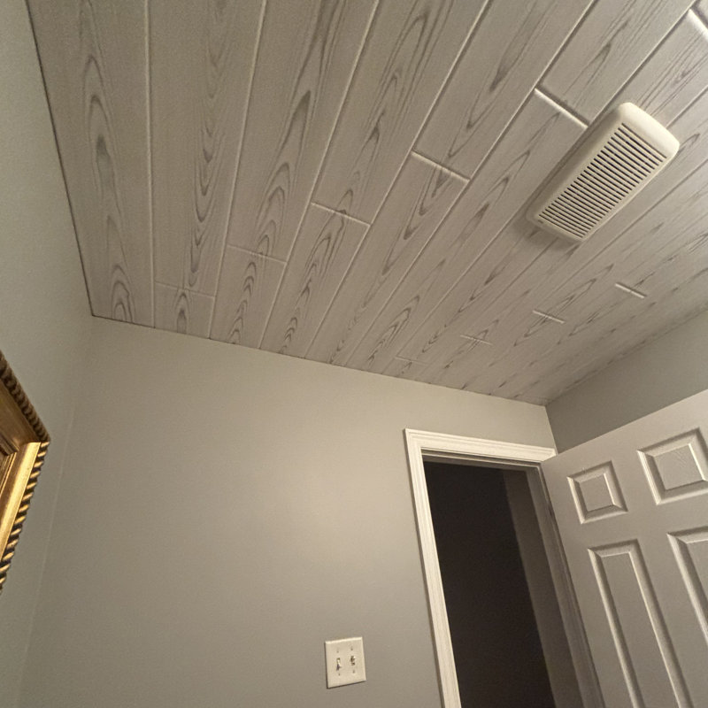 Planches de plafond en bois de frêne et en styromousse Driftwood, Gris / Blanc cassé