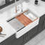 Station de travail Farmhouse Sink - Évier de cuisine à double cuve en céramique blanche 33 pouces