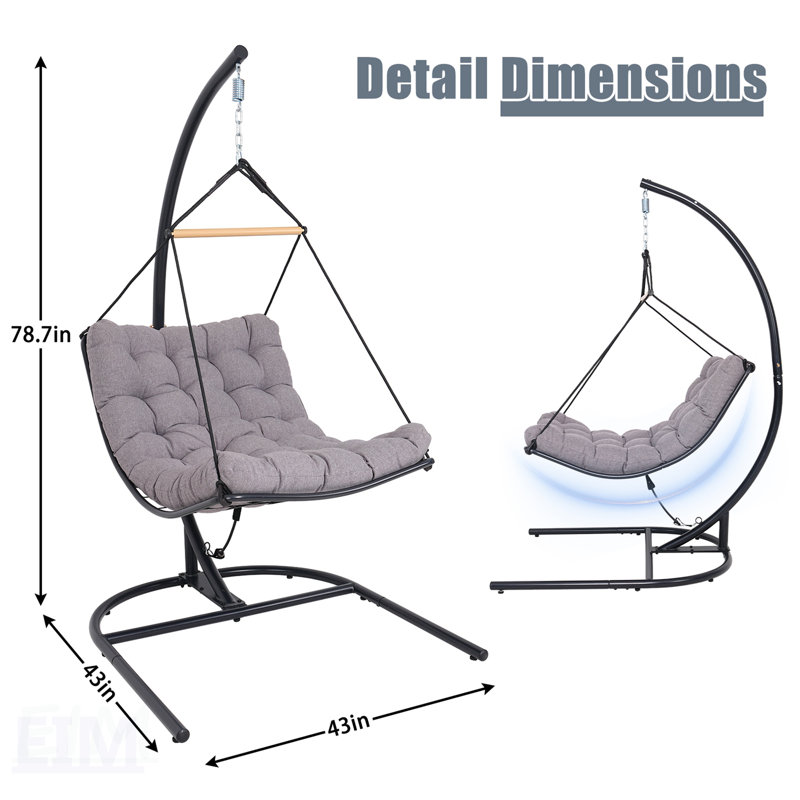 Hanging Egg Chair With Stand, Indoor Outdoor Swing Chair, Steel Frame, 350 Lbs Capacity, Comfortable Cushion For Patio, Bedroom, Garden