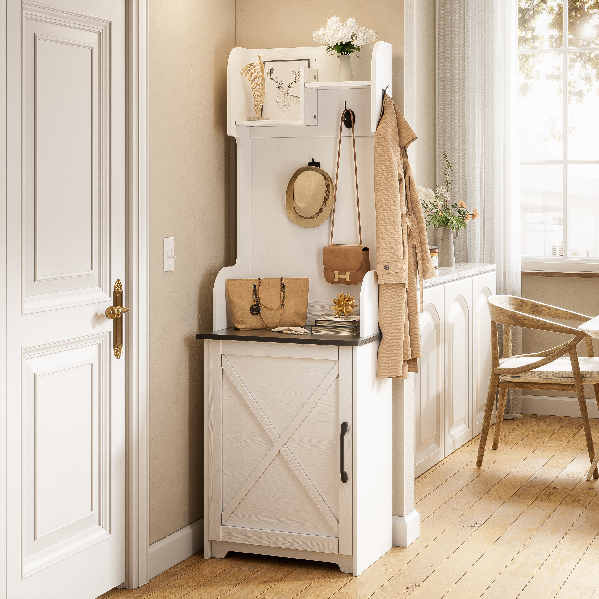 Farmhouse Entryway Bench With Coat Rack Breakwater Bay Farmhouse