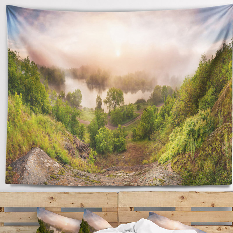Polyester se déposant au-dessus de la tapisserie à brume avec accessoires suspendus inclus, H 68 po x l 80 po