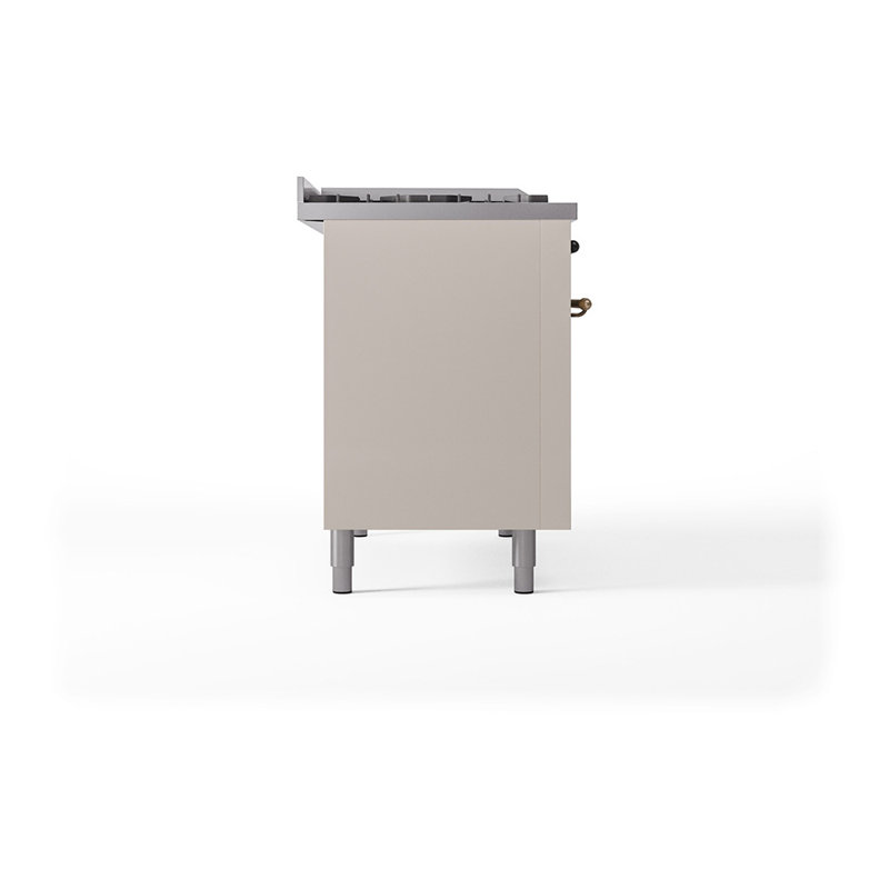 ILVE Nostalgie II Noblesse 48 in Dual Fuel Range, 8 Burner, Griddle, Natural Gas, Antique White/Burnished