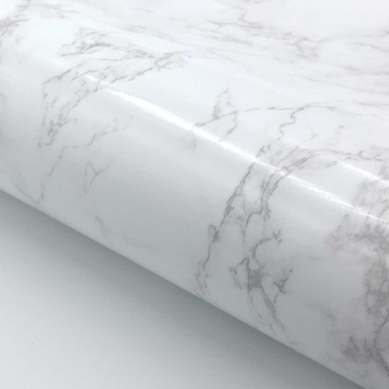Tulane Glossy Faux Marble Peel & Stick Wallpaper Roll