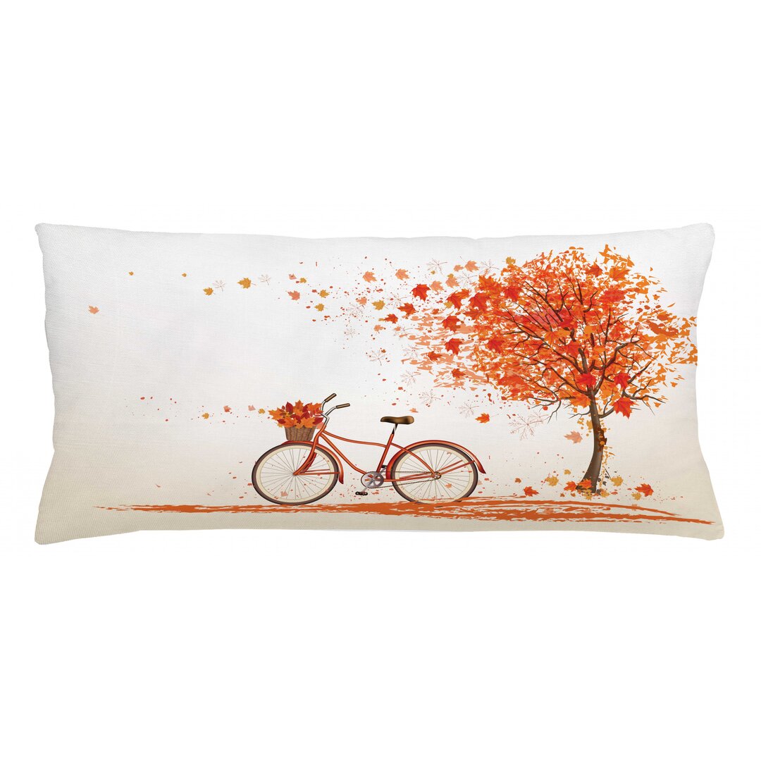 Kissenbezug, Orange Herbst-Baum, Fahrrad, Orange